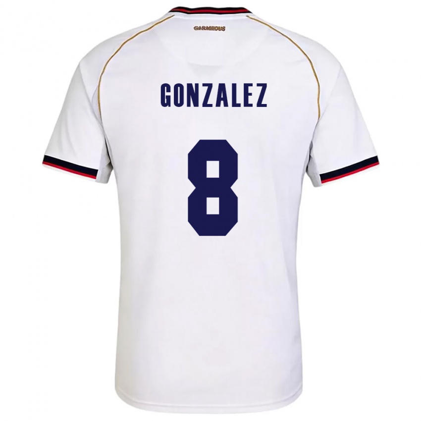 ילדים פנמה Schiandra González #8 לבן אדום הרחק ג'רזי 26-28 חולצה קצרה