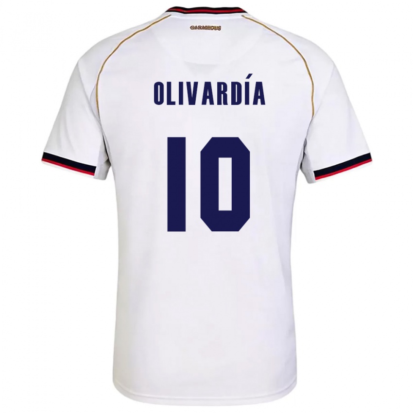 ילדים פנמה Adrián Olivardía #10 לבן אדום הרחק ג'רזי 26-28 חולצה קצרה