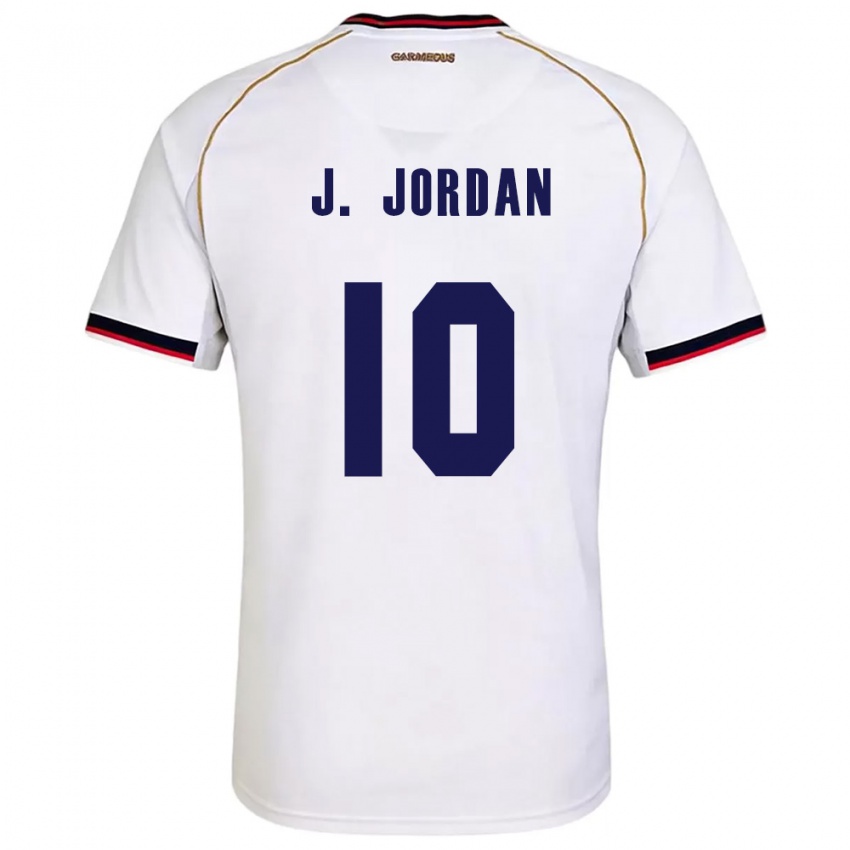 ילדים פנמה Jasio Jordan #10 לבן אדום הרחק ג'רזי 26-28 חולצה קצרה