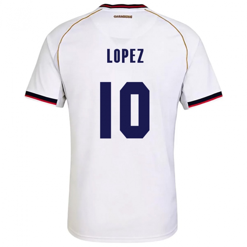 ילדים פנמה Ovidio Lopez #10 לבן אדום הרחק ג'רזי 26-28 חולצה קצרה