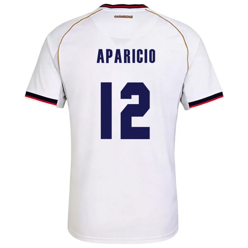 ילדים פנמה Adamir Aparicio #12 לבן אדום הרחק ג'רזי 26-28 חולצה קצרה