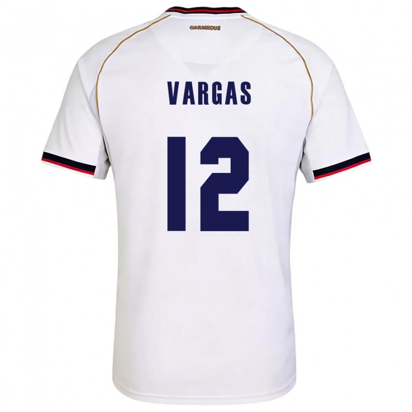 ילדים פנמה Stephani Vargas #12 לבן אדום הרחק ג'רזי 26-28 חולצה קצרה