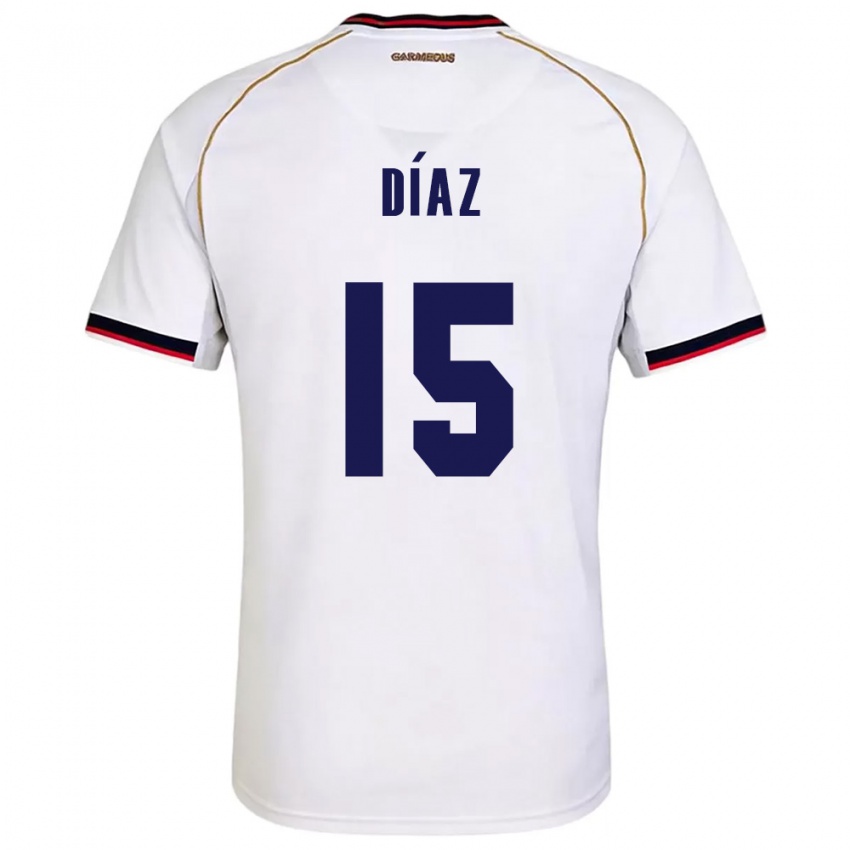 ילדים פנמה Jasir Díaz #15 לבן אדום הרחק ג'רזי 26-28 חולצה קצרה