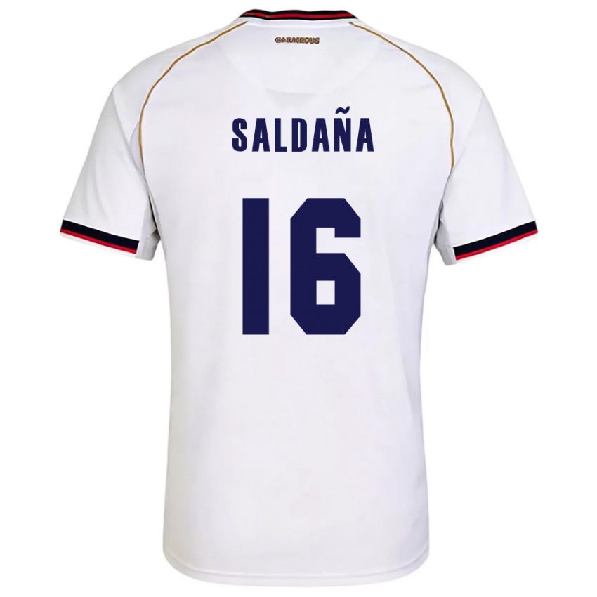 ילדים פנמה Allan Saldaña #16 לבן אדום הרחק ג'רזי 26-28 חולצה קצרה