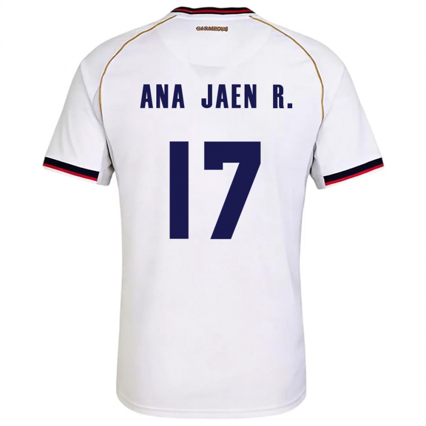 ילדים פנמה Ana Jaén Rodríguez #17 לבן אדום הרחק ג'רזי 26-28 חולצה קצרה