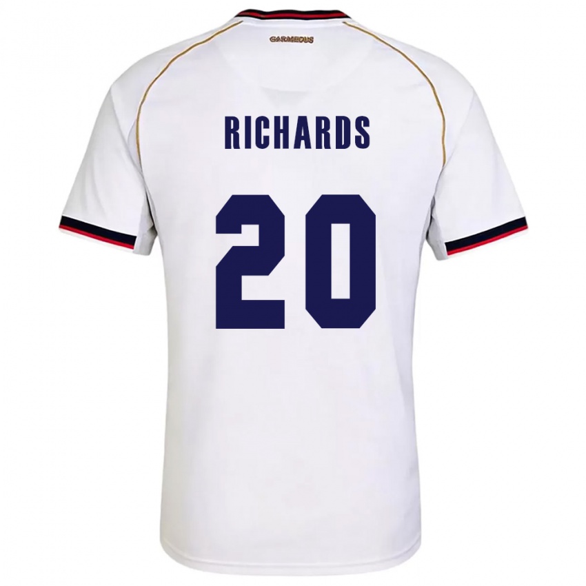 ילדים פנמה Moisés Richards #20 לבן אדום הרחק ג'רזי 26-28 חולצה קצרה