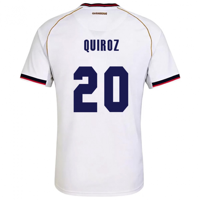 ילדים פנמה Gabriel Quiroz #20 לבן אדום הרחק ג'רזי 26-28 חולצה קצרה