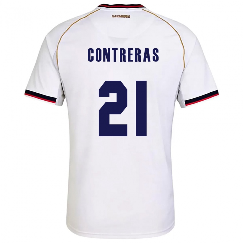 ילדים פנמה Davis Contreras #21 לבן אדום הרחק ג'רזי 26-28 חולצה קצרה