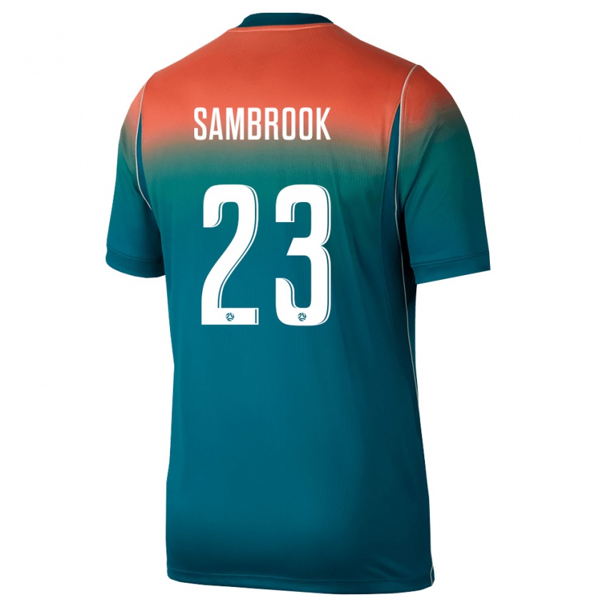 ילדים אוֹסטְרַלִיָה Logan Sambrook #23 ירוק ורוד הרחק ג'רזי 26-28 חולצה קצרה