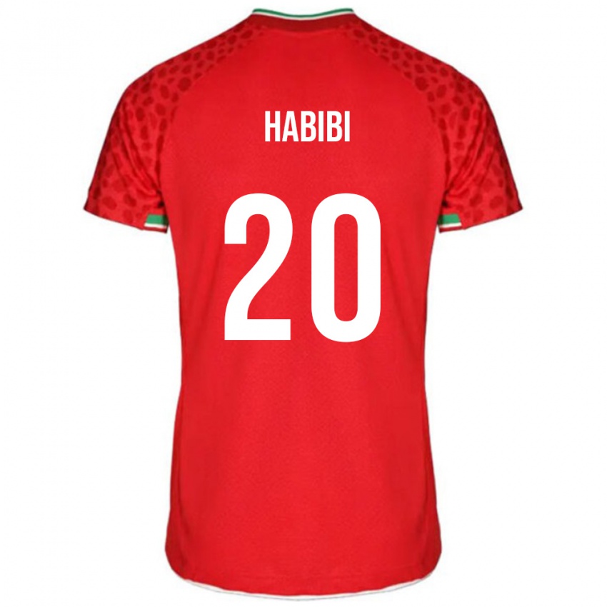 ילדים איראן Abbas Habibi #20 אדום לבן הרחק ג'רזי 26-28 חולצה קצרה
