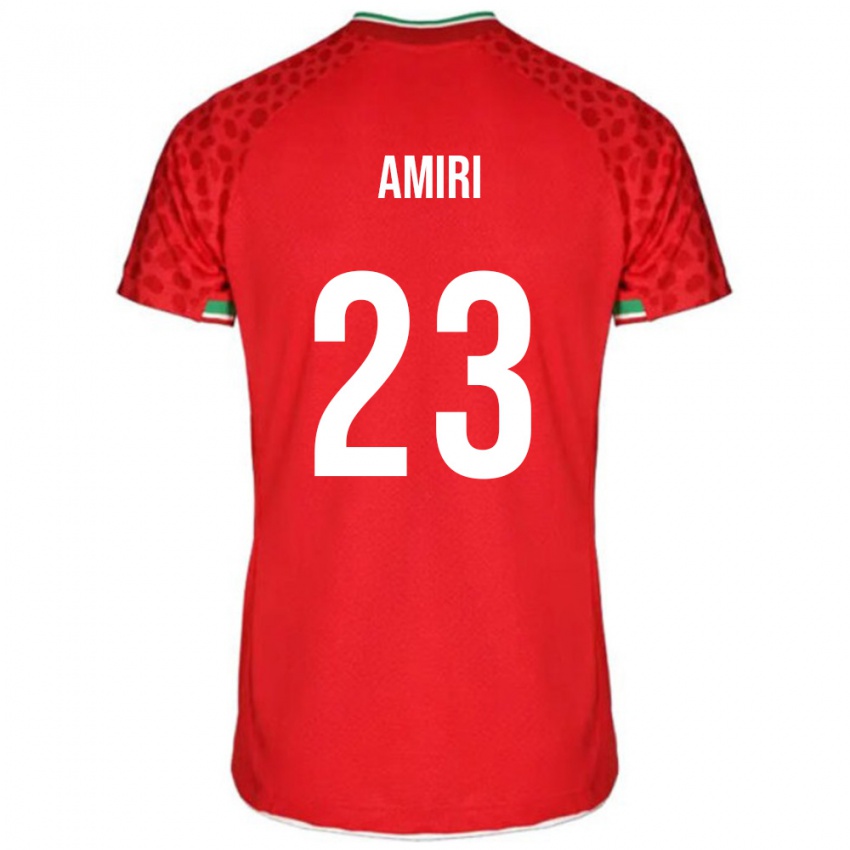 ילדים איראן Mobin Amiri #23 אדום לבן הרחק ג'רזי 26-28 חולצה קצרה