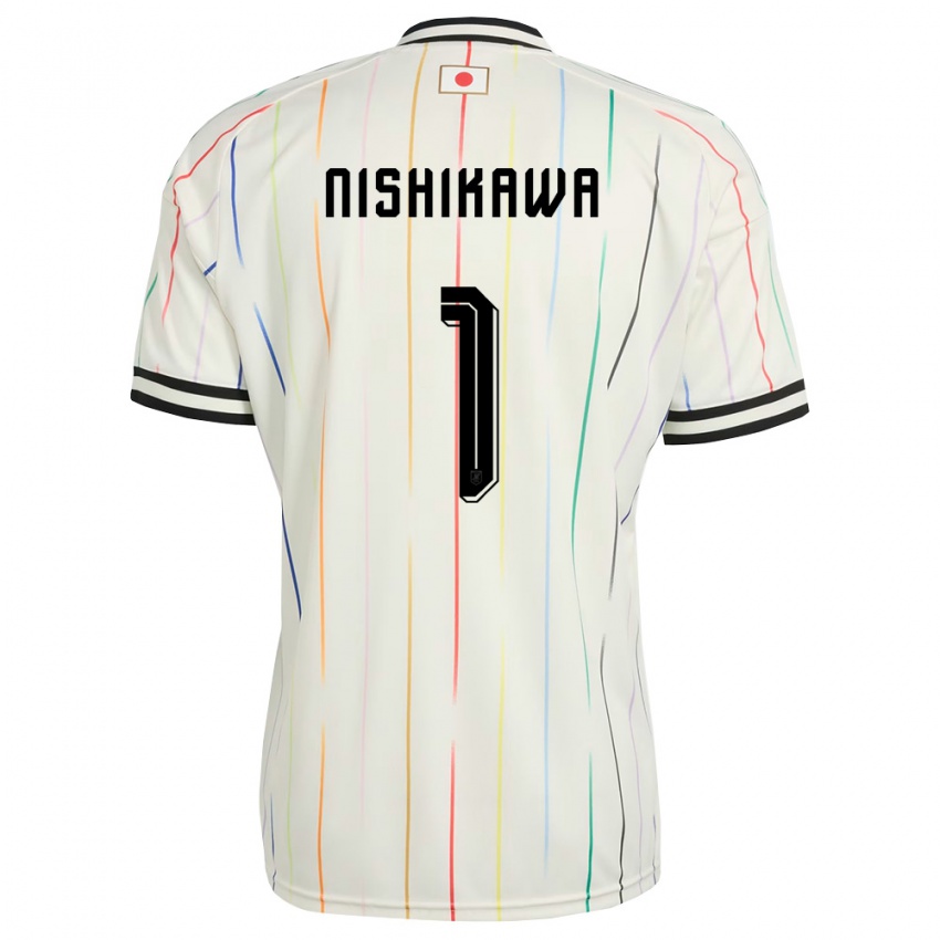 ילדים יַפָּן Genki Nishikawa #1 לבן שחור הרחק ג'רזי 26-28 חולצה קצרה