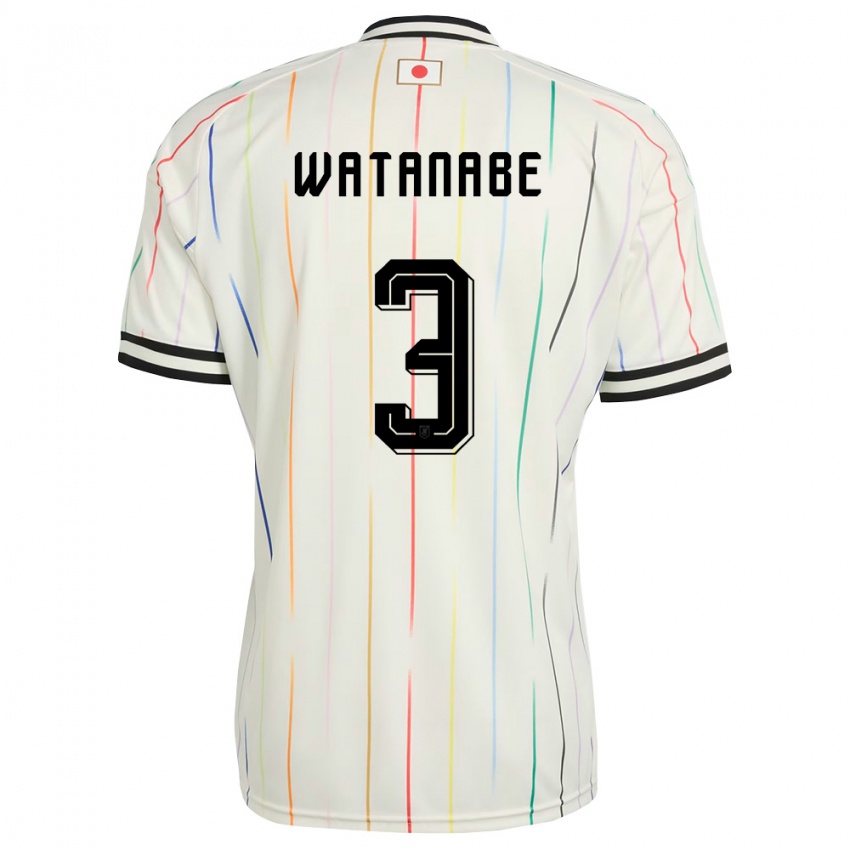 ילדים יַפָּן Naohiro Watanabe #3 לבן שחור הרחק ג'רזי 26-28 חולצה קצרה