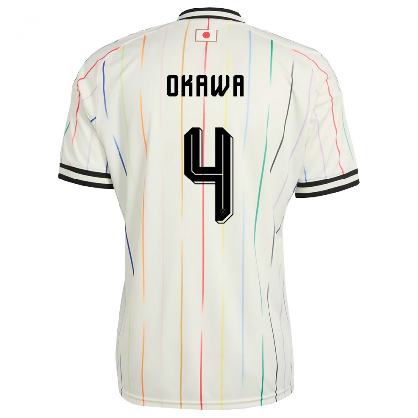 ילדים יַפָּן יוגו אוקאווה #4 לבן שחור הרחק ג'רזי 26-28 חולצה קצרה