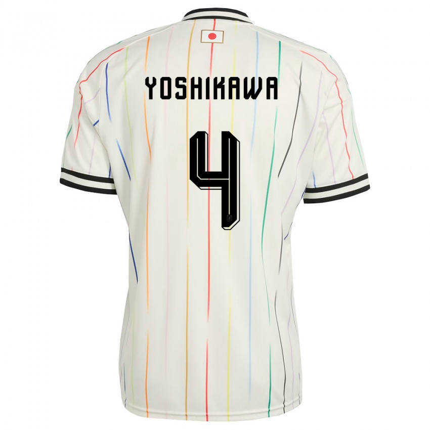 ילדים יַפָּן Haruto Yoshikawa #4 לבן שחור הרחק ג'רזי 26-28 חולצה קצרה