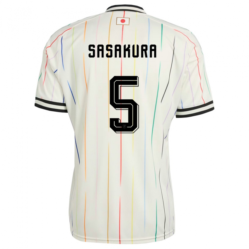 ילדים יַפָּן Takuma Sasakura #5 לבן שחור הרחק ג'רזי 26-28 חולצה קצרה