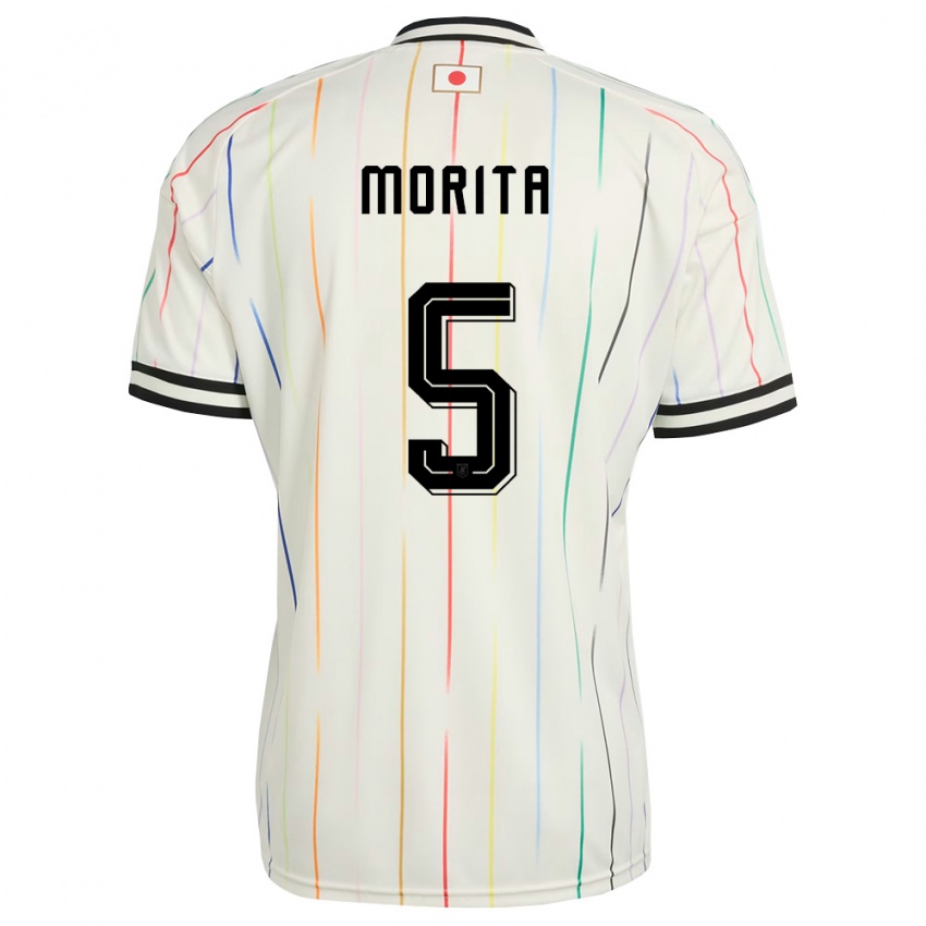 ילדים יַפָּן הידמסה מוריטה #5 לבן שחור הרחק ג'רזי 26-28 חולצה קצרה