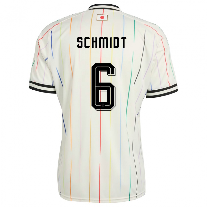 ילדים יַפָּן Nick Schmidt #6 לבן שחור הרחק ג'רזי 26-28 חולצה קצרה