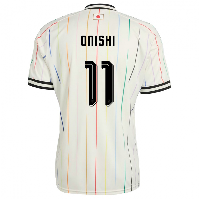 ילדים יַפָּן Ritsu Onishi #11 לבן שחור הרחק ג'רזי 26-28 חולצה קצרה