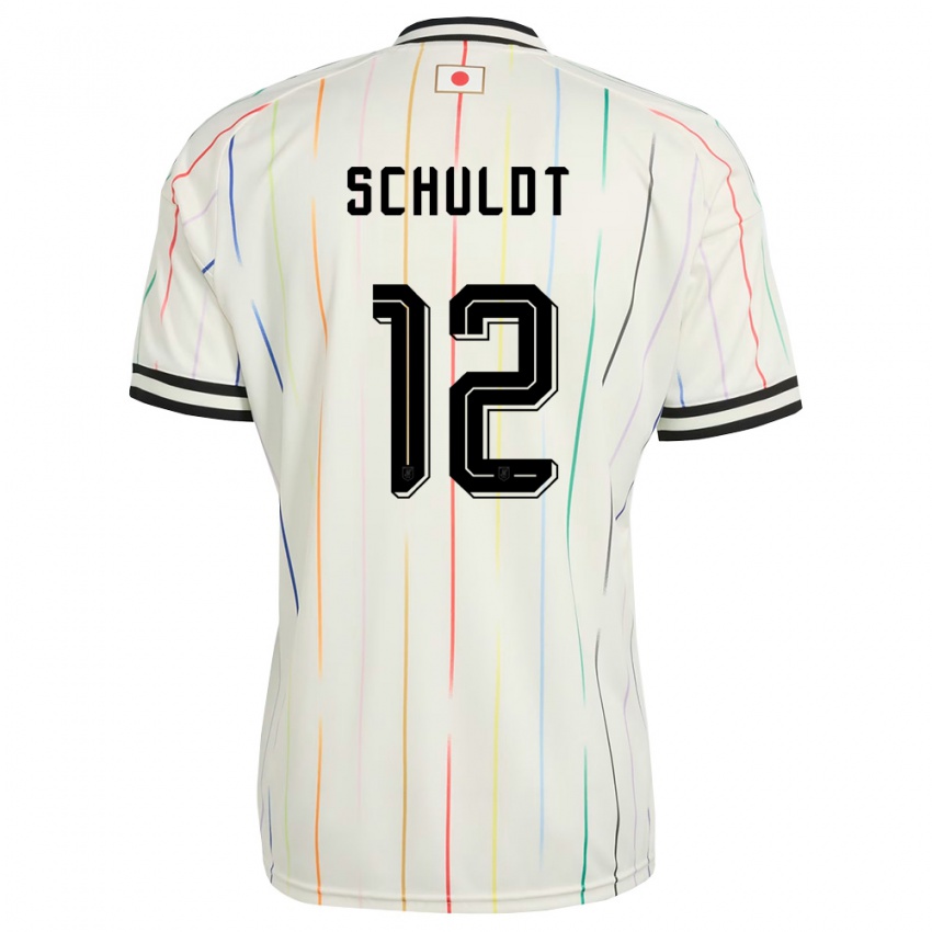 ילדים יַפָּן Kento Schuldt #12 לבן שחור הרחק ג'רזי 26-28 חולצה קצרה