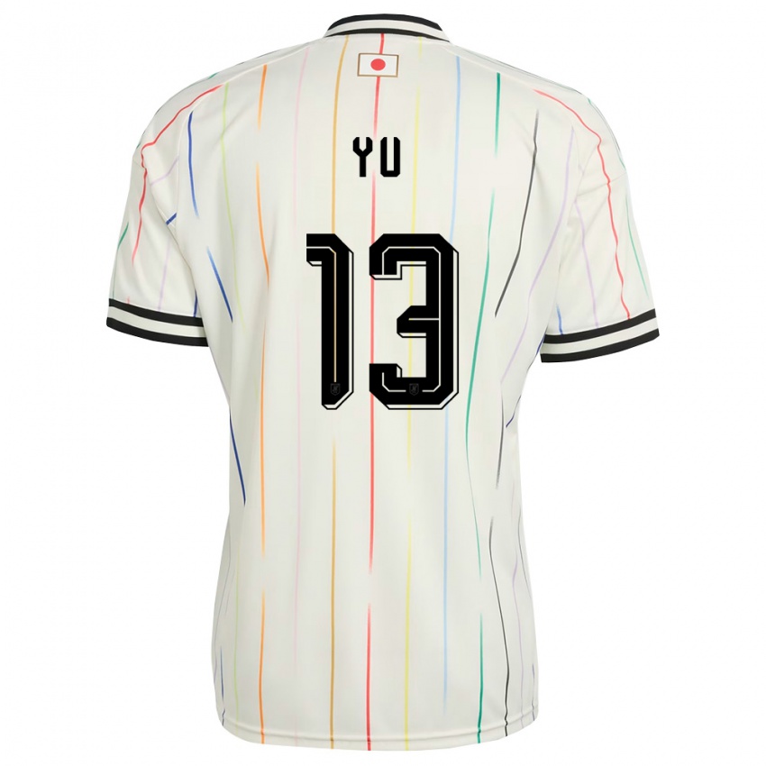 ילדים יַפָּן יו הירקאווה #13 לבן שחור הרחק ג'רזי 26-28 חולצה קצרה