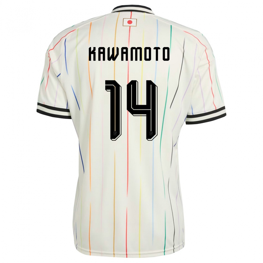 ילדים יַפָּן Daizen Kawamoto #14 לבן שחור הרחק ג'רזי 26-28 חולצה קצרה