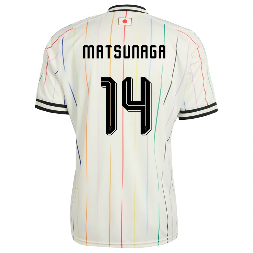 ילדים יַפָּן Kaito Matsunaga #14 לבן שחור הרחק ג'רזי 26-28 חולצה קצרה