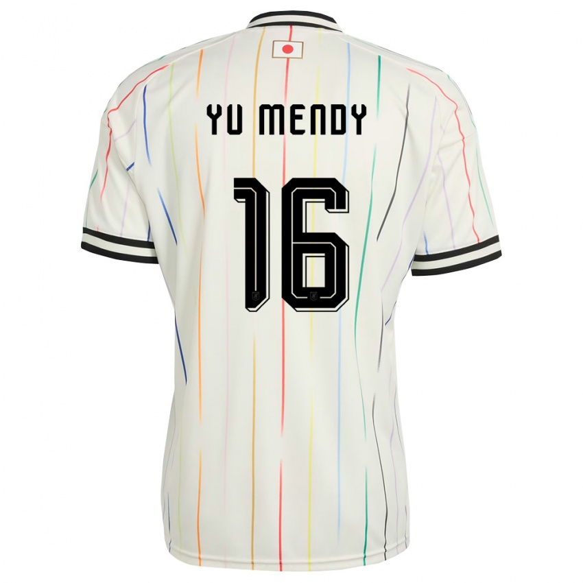 ילדים יַפָּן Simon Yu Mendy #16 לבן שחור הרחק ג'רזי 26-28 חולצה קצרה