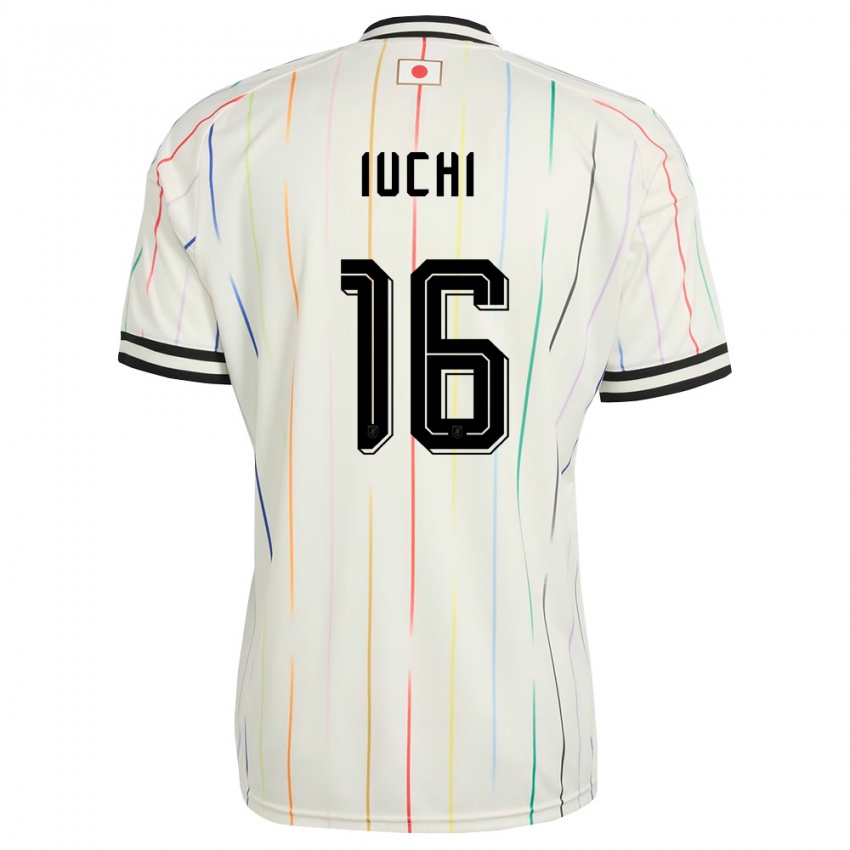 ילדים יַפָּן Yosuke Iuchi #16 לבן שחור הרחק ג'רזי 26-28 חולצה קצרה