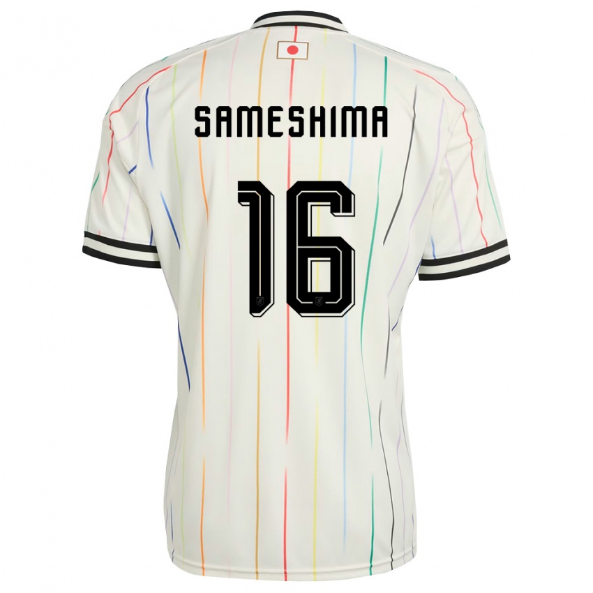 ילדים יַפָּן Atsuki Sameshima #16 לבן שחור הרחק ג'רזי 26-28 חולצה קצרה