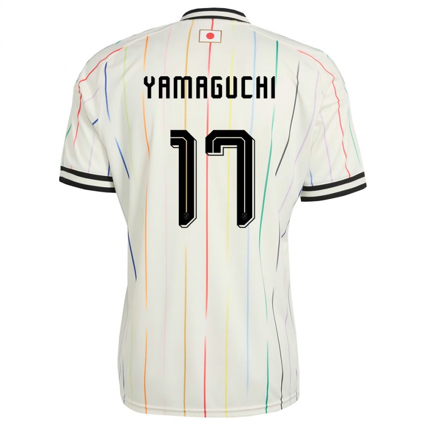 ילדים יַפָּן Taiyo Yamaguchi #17 לבן שחור הרחק ג'רזי 26-28 חולצה קצרה