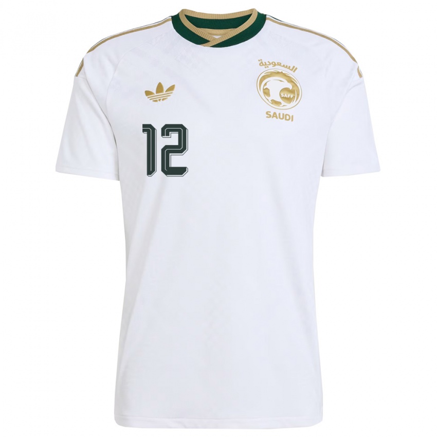 ילדים ערב הסעודית פייסל אלחמדי #12 לבן ירוק זהב הרחק ג'רזי 26-28 חולצה קצרה
