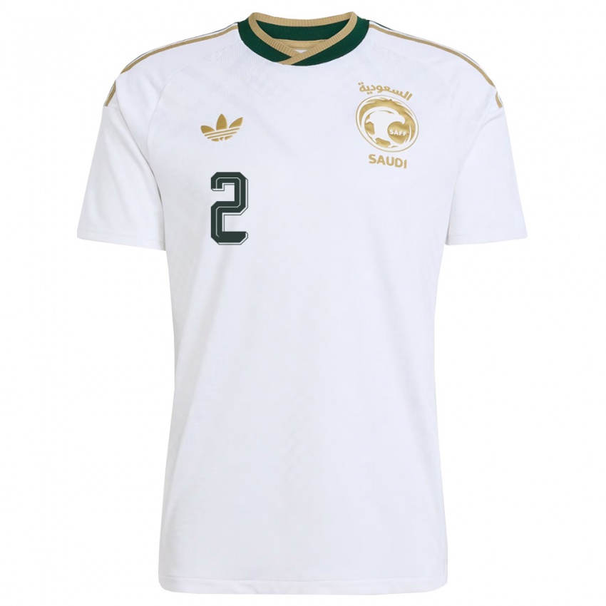 ילדים ערב הסעודית נוואף אלעקידי #2 לבן ירוק זהב הרחק ג'רזי 26-28 חולצה קצרה