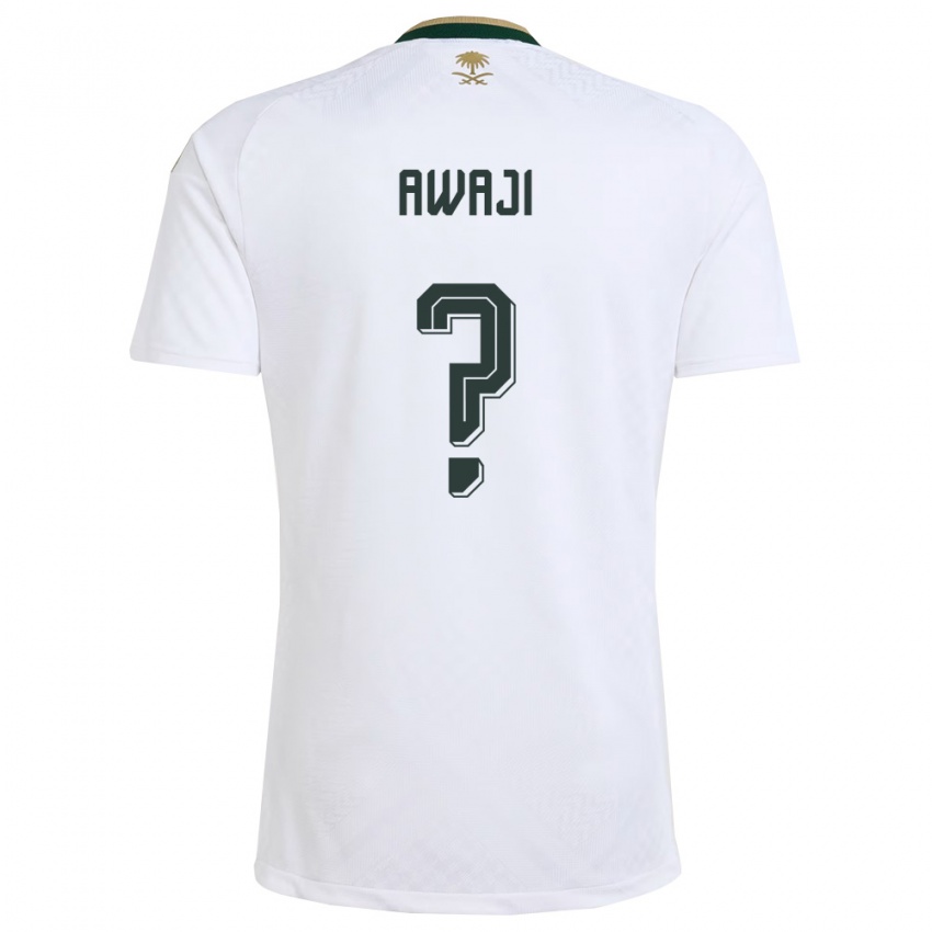 ילדים ערב הסעודית Abdulrazzaq Awaji #0 לבן ירוק זהב הרחק ג'רזי 26-28 חולצה קצרה