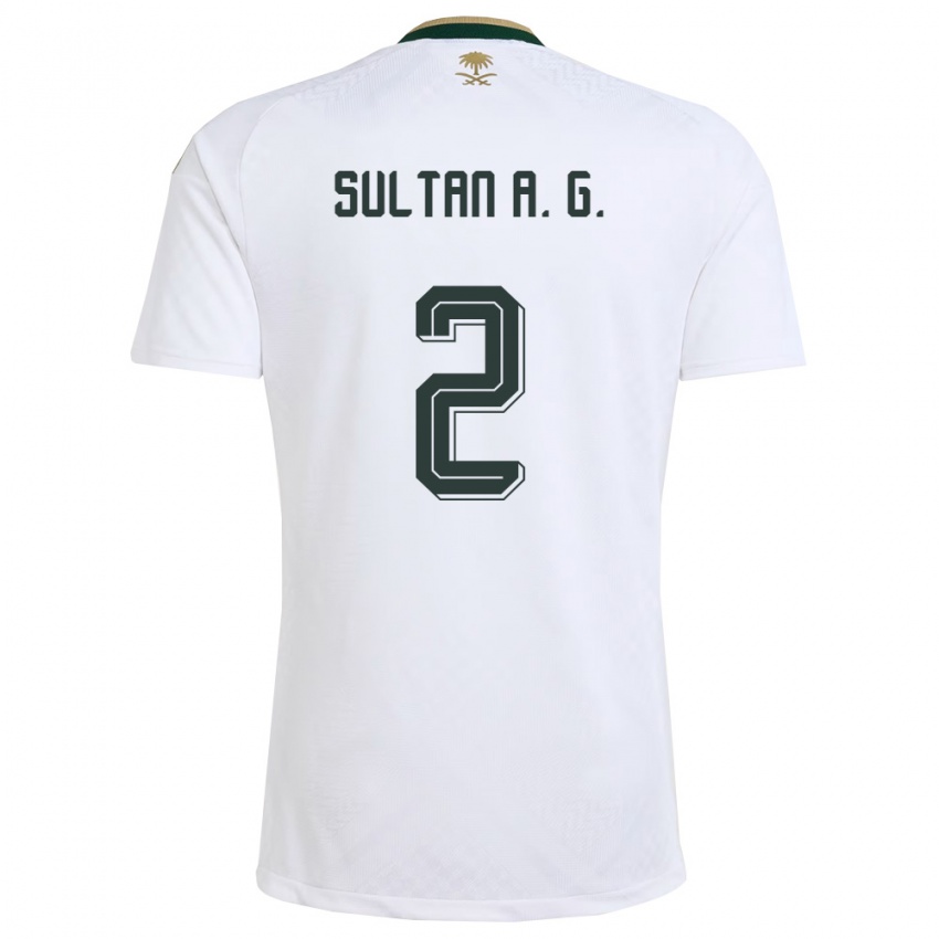 ילדים ערב הסעודית סולטן אלגנאם #2 לבן ירוק זהב הרחק ג'רזי 26-28 חולצה קצרה