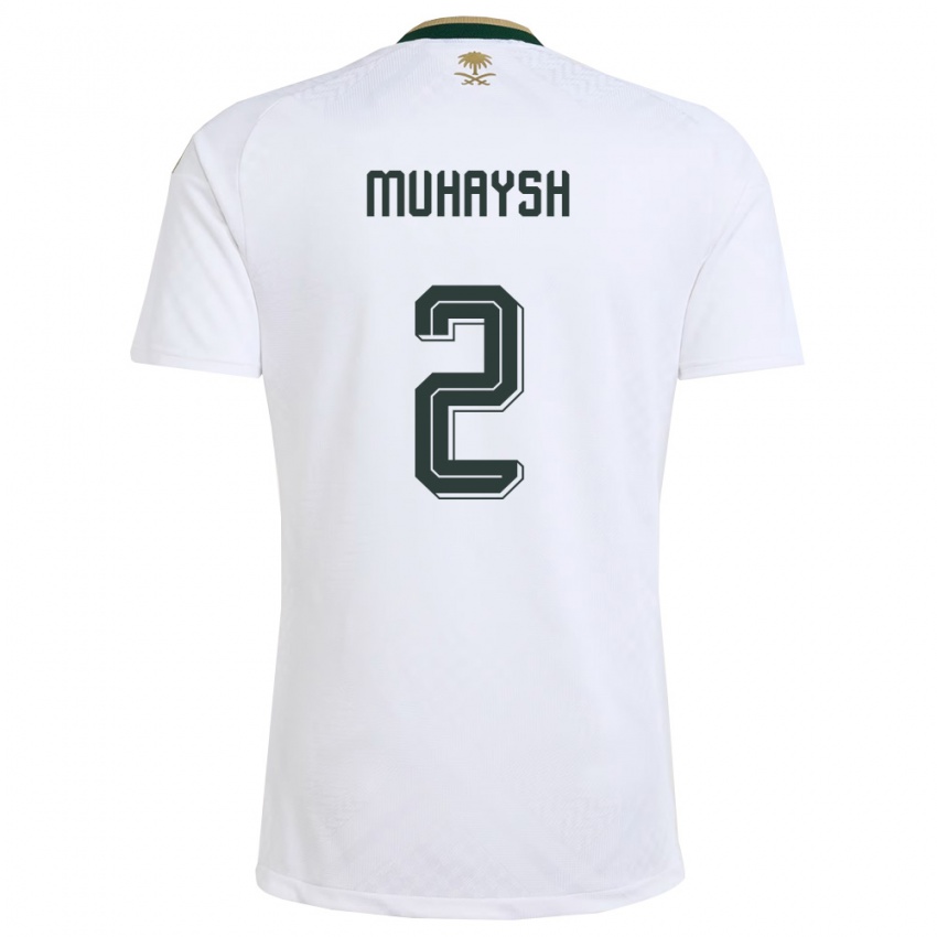 ילדים ערב הסעודית Mohammed Muhaysh #2 לבן ירוק זהב הרחק ג'רזי 26-28 חולצה קצרה