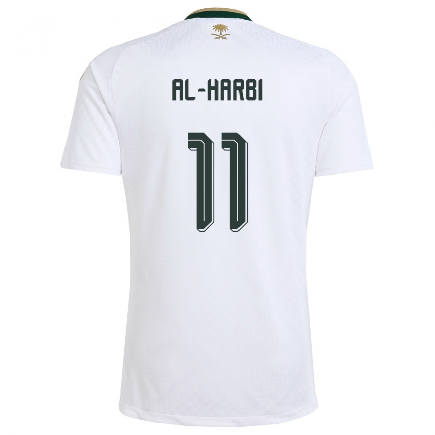 ילדים ערב הסעודית Abdulrahman Al-Harbi #11 לבן ירוק זהב הרחק ג'רזי 26-28 חולצה קצרה