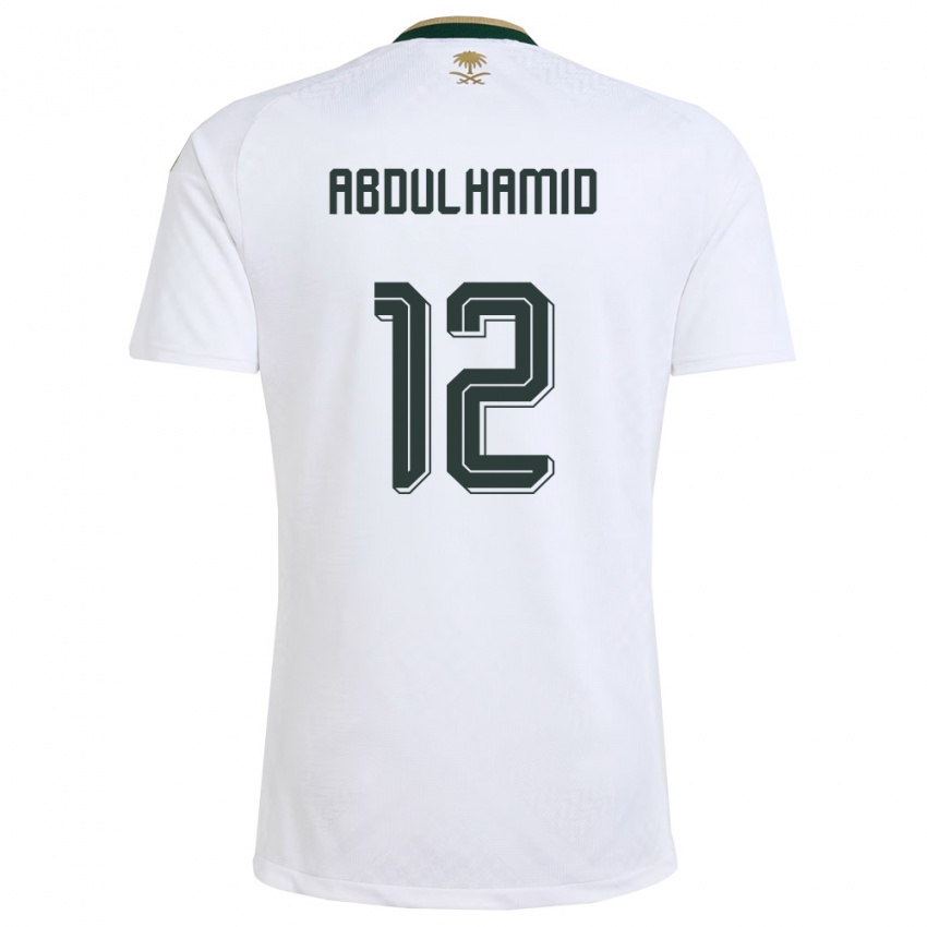 ילדים ערב הסעודית סעוד עבדאלחמיד #12 לבן ירוק זהב הרחק ג'רזי 26-28 חולצה קצרה