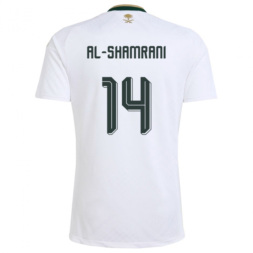 ילדים ערב הסעודית Farhah Al-Shamrani #14 לבן ירוק זהב הרחק ג'רזי 26-28 חולצה קצרה