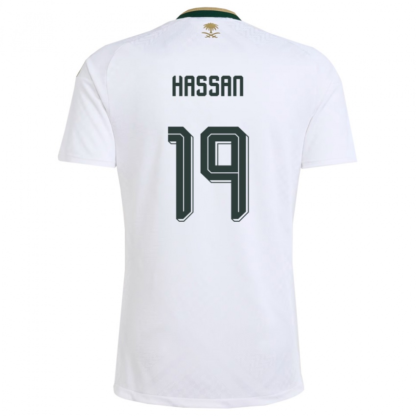 ילדים ערב הסעודית Abdulhakim Hassan #19 לבן ירוק זהב הרחק ג'רזי 26-28 חולצה קצרה