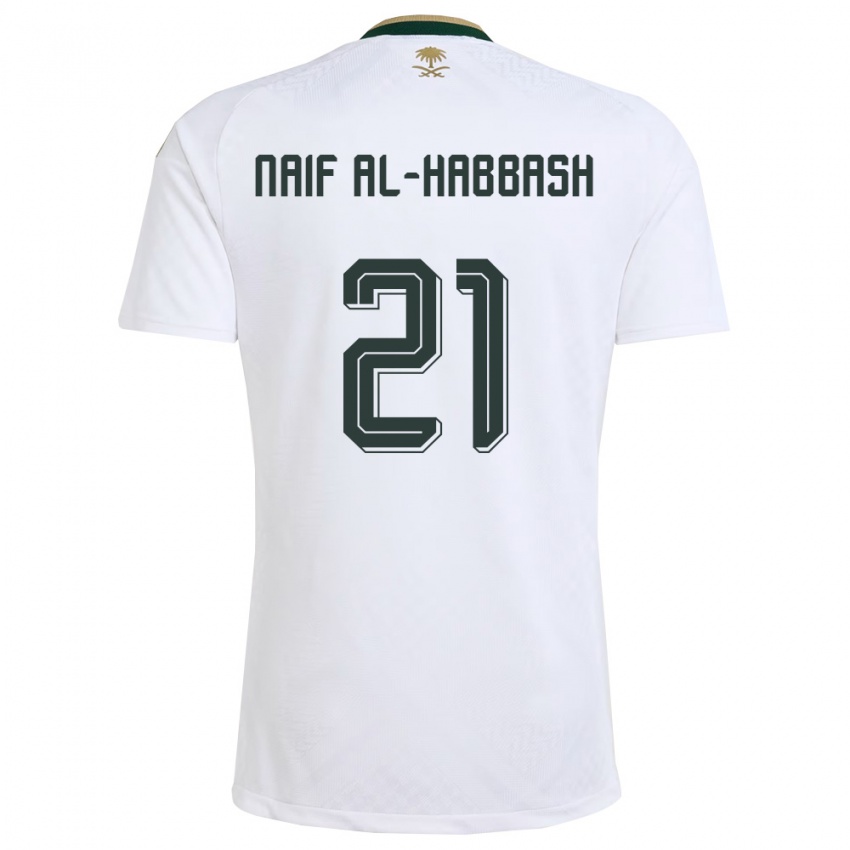 ילדים ערב הסעודית Azzam Naif Al-Habbash #21 לבן ירוק זהב הרחק ג'רזי 26-28 חולצה קצרה