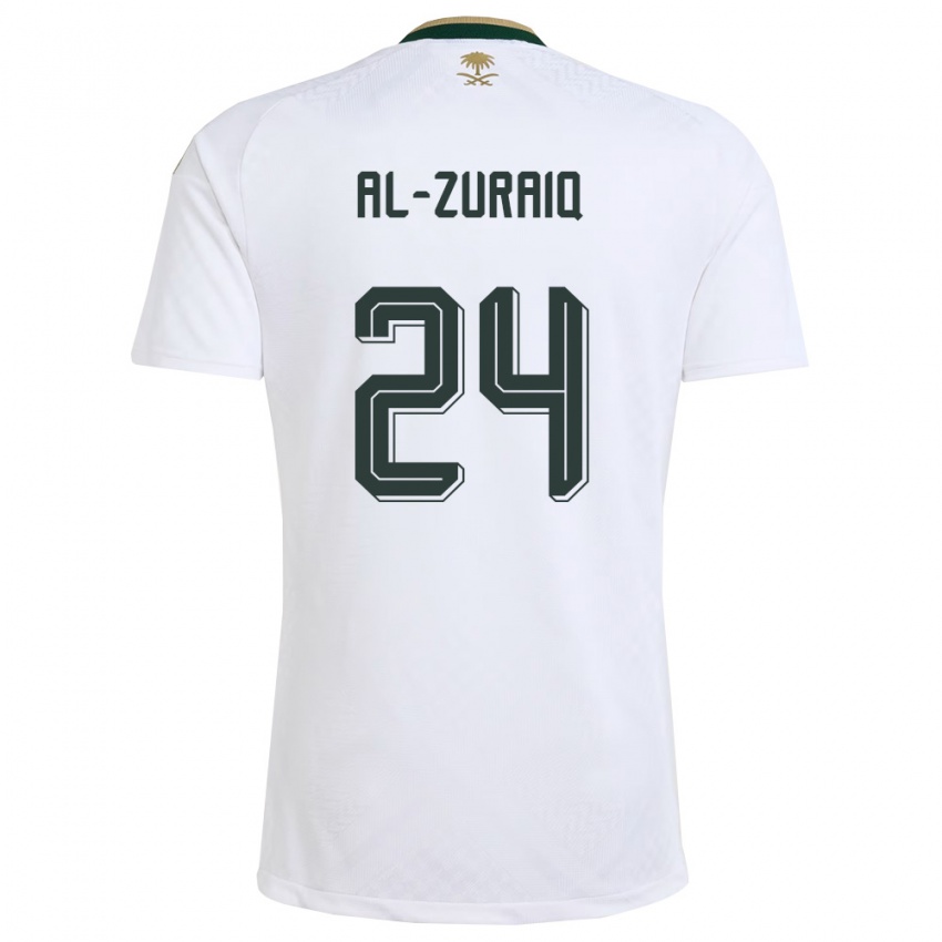 ילדים ערב הסעודית Saeed Ibrahim Al-Zuraiq #24 לבן ירוק זהב הרחק ג'רזי 26-28 חולצה קצרה