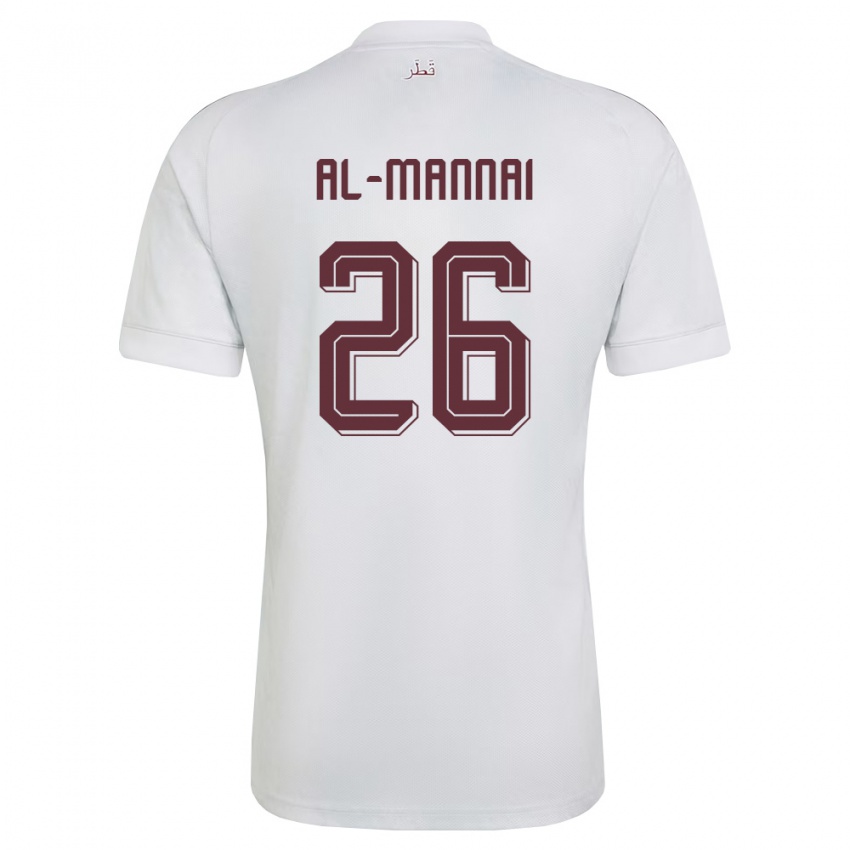 ילדים קטאר Mohamed Al-Mannai #26 לבן בורדו הרחק ג'רזי 26-28 חולצה קצרה