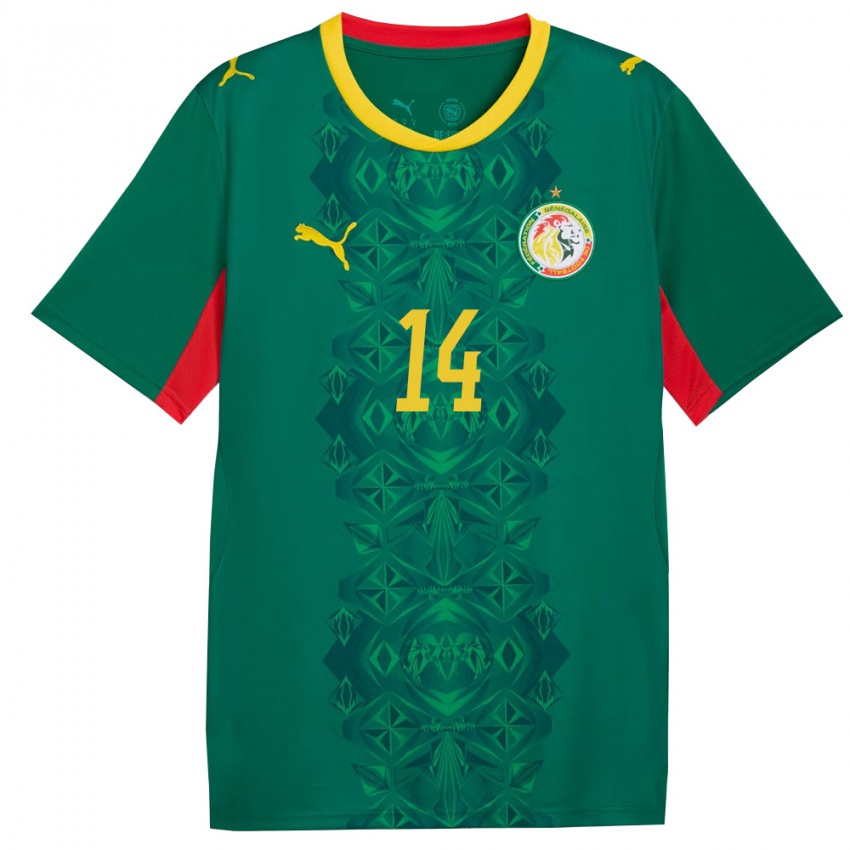 ילדים סנגל Malick Lo #14 ירוק צהוב אדום הרחק ג'רזי 26-28 חולצה קצרה