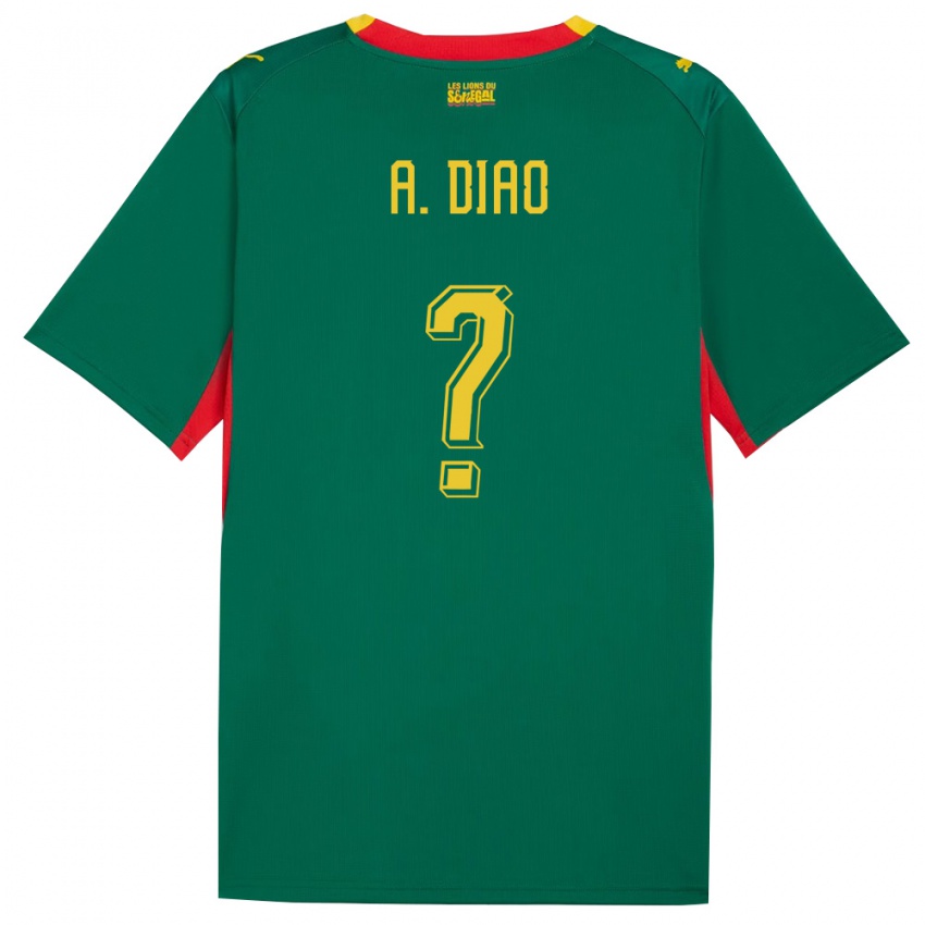 ילדים סנגל אסאני דיאו #0 ירוק צהוב אדום הרחק ג'רזי 26-28 חולצה קצרה