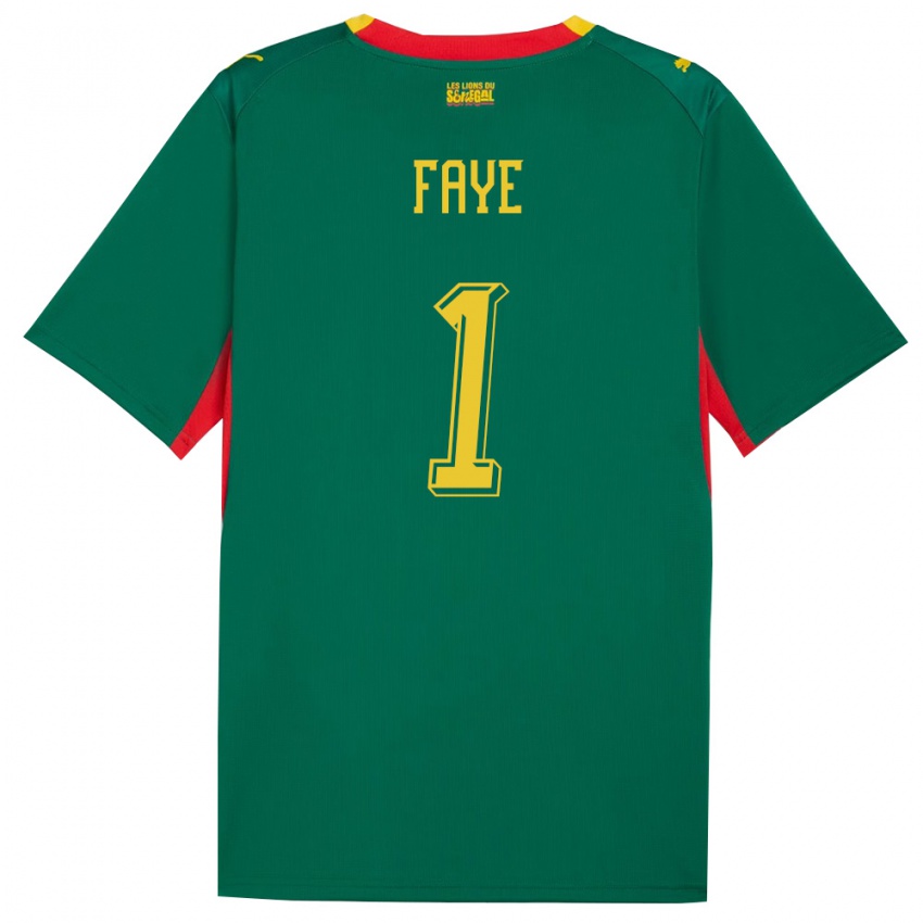 ילדים סנגל Birame Faye #1 ירוק צהוב אדום הרחק ג'רזי 26-28 חולצה קצרה