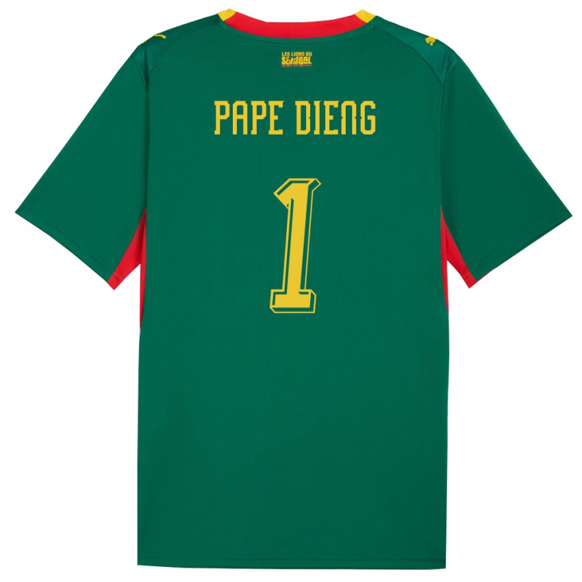 ילדים סנגל פאפה דיאנג #1 ירוק צהוב אדום הרחק ג'רזי 26-28 חולצה קצרה