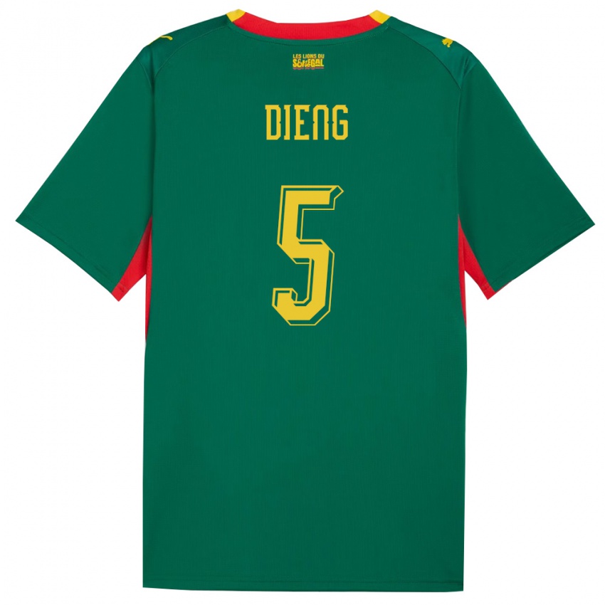 ילדים סנגל Cheikh Dieng #5 ירוק צהוב אדום הרחק ג'רזי 26-28 חולצה קצרה