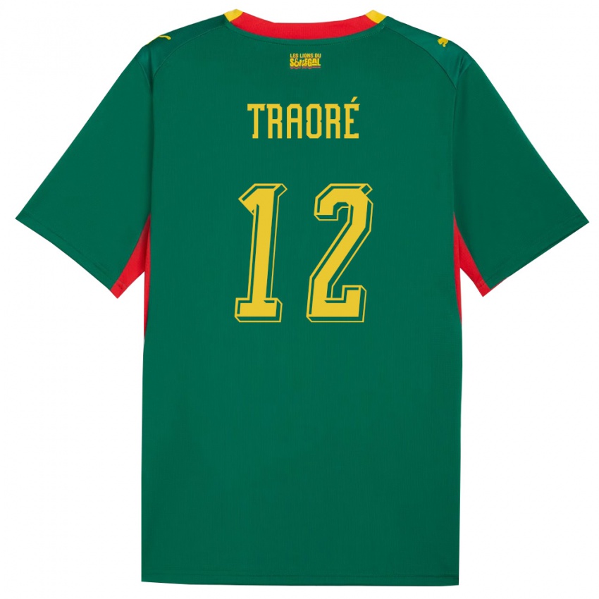 ילדים סנגל לסאנה טראורה #12 ירוק צהוב אדום הרחק ג'רזי 26-28 חולצה קצרה