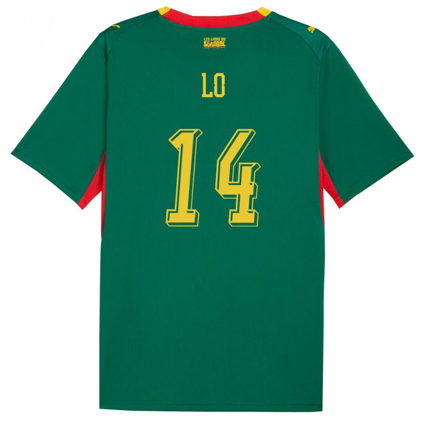 ילדים סנגל Malick Lo #14 ירוק צהוב אדום הרחק ג'רזי 26-28 חולצה קצרה